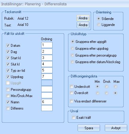 Under inställningar kan du sedan bestämma vilken information du vill skriva ut.