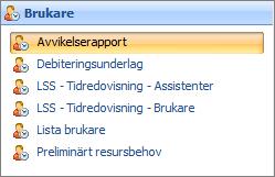 Rapporter - Brukare Modulen brukare är en tillvalsmodul och används inte av alla kunder. De utskrifter som hämtar sin information från brukarmodulen är.