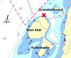 Granskär GM4 Datum: 2014-08-15 Position: 60,71773 (WGS84) 17,30799 Riktning: 12,5/360 Transekten vid 2014 års undersökning (Figur 25) vilken avser bottentopografi och bottensubstrat överensstämmer