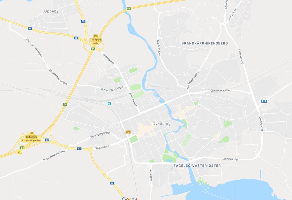 2. Området Detaljplanområdet är beläget i västra delarna av Nyköping. Planområdet omfattar en yta av cirka 150x600 m.
