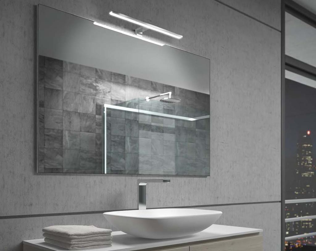 Badrumsbelysning med bred ljusspridning Med sin breda ljusspridning är AALTO idealisk för att lysa upp badrumsspeglar.