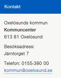 Redigera högerkolumn Kontakt Alla sidor ska ha kontaktinformation i högerspalten.