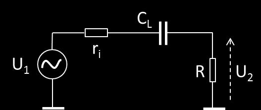 Spänningen U2 är C L = C L = U 2 = R U 1 R + r i + 1 jωc L 1 2πf (R ( U 1 U 2 1) r i ) 1 2π 20 10 3 (100 ( 10 10 3 1) 50) = 8 pf 6.