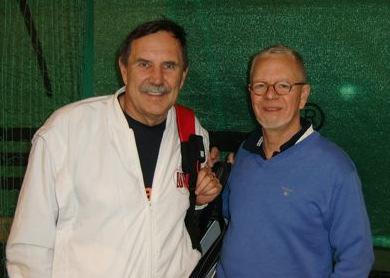 Två andra skåningar har redan tagit sig till hallen för träning. Från vänster Cay Sollin Lugi TK och Peter Nilsson Båstad-Malens TS.