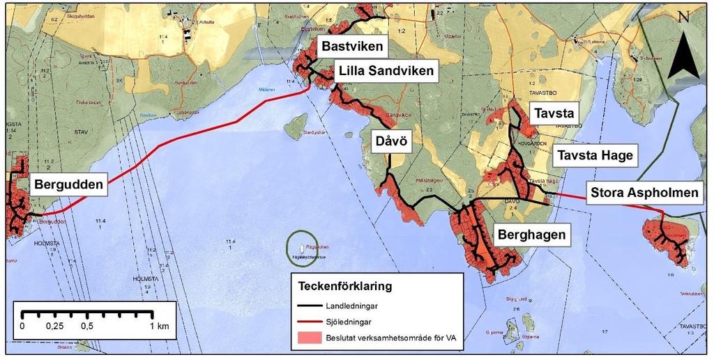 Figur 5. Fastighetskarta för området längs den planerade ledningssträckan. Östra delen. (Preliminära landledningar ingår inte i ansökan). (Lantmäteriet). 4 Beskrivning av MKB-arbetet 16(56) 4.