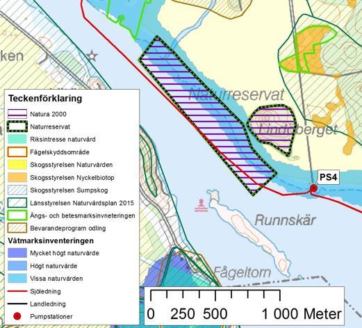 Den planerade VA-ledningen kommer att gå igenom Natura 2000-området Lindöberget väst (se figur 10).
