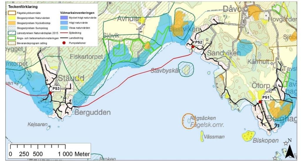 Figur 12. Kända naturvärden på land längs norra mälarstranden.