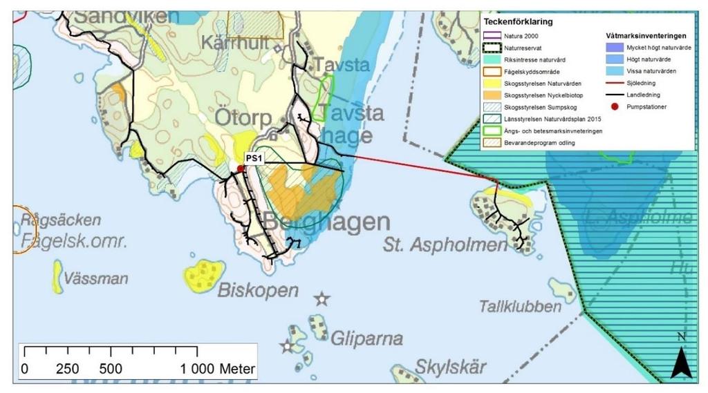 Områdena vid Stäudd och Berghagen. 38(56) Figur 13. Kända naturvärden på land längs norra mälarstranden.  Västra delen av området.