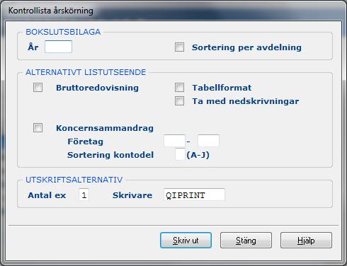 Anläggningsredovisning 75 5.5.2 Inmatningsfält Bokslutsbilaga för år Det år som den preliminära årskörningen ska göras för anges enligt ÅÅÅÅ.