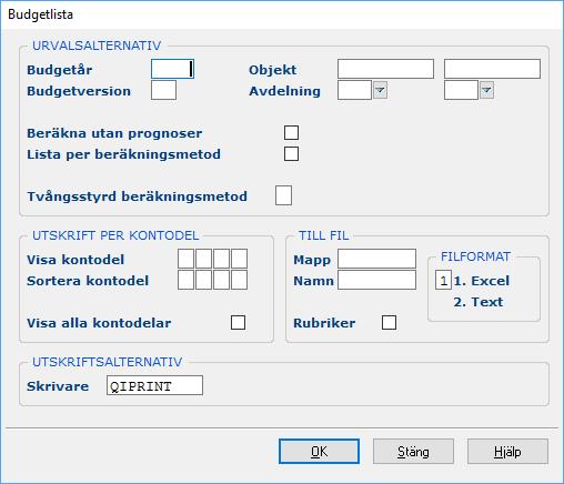 90 Anläggningsredovisning Markering för Visa alla kontodelar kan användas när man ska skapa en Excel och läsa in i vår nya budgetrutin.