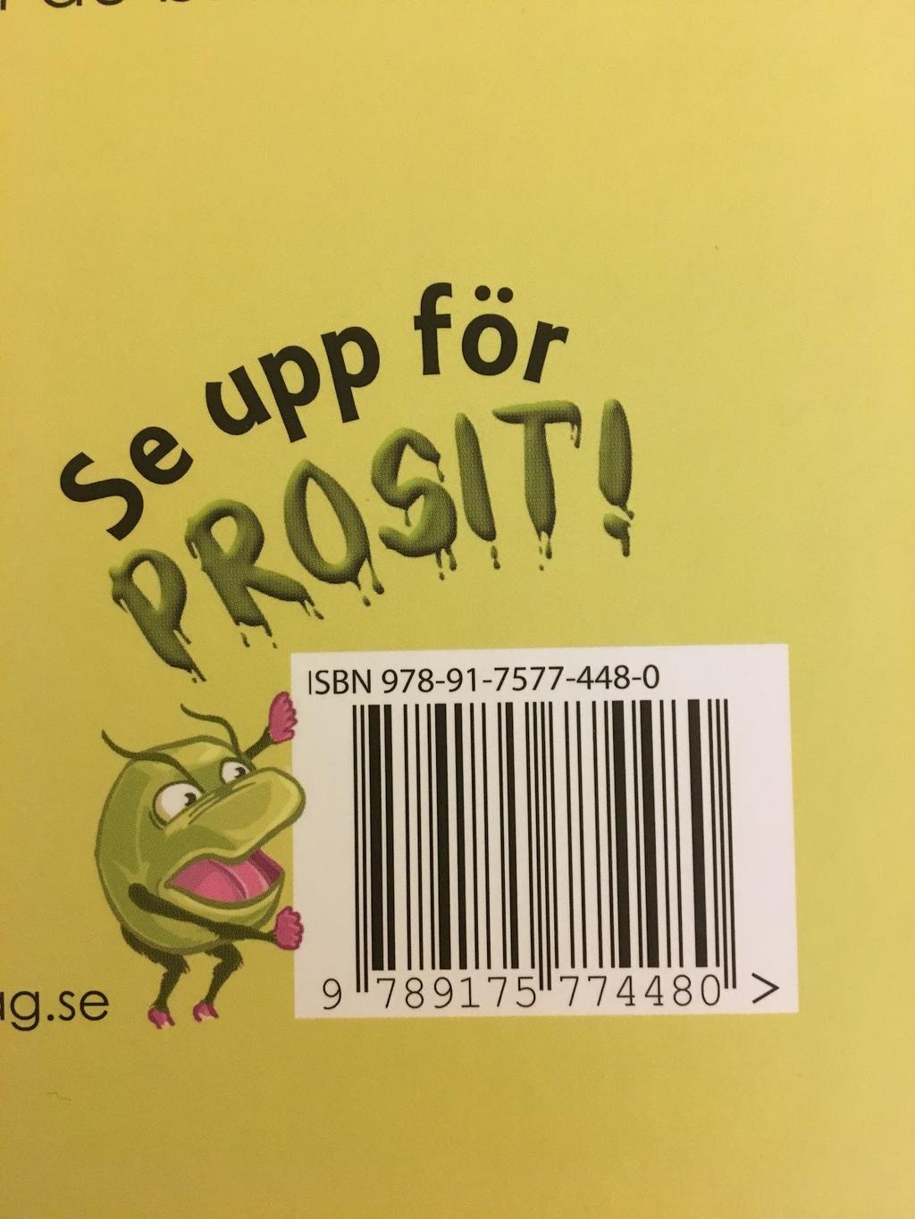Från vänster: 1. Pella och pinnarna (62). 2. Detaljbild från baksidan till Mörka bergens hemlighet (180). 3. Detaljbild från baksidan till Se upp för Prosit (18). 5.2.2. Förlagsuppgift Nästan samtliga böcker i materialet (195 av 203) har förlagsnamnet tryckt på baksidan, oftast i form av en förlagslogotyp.
