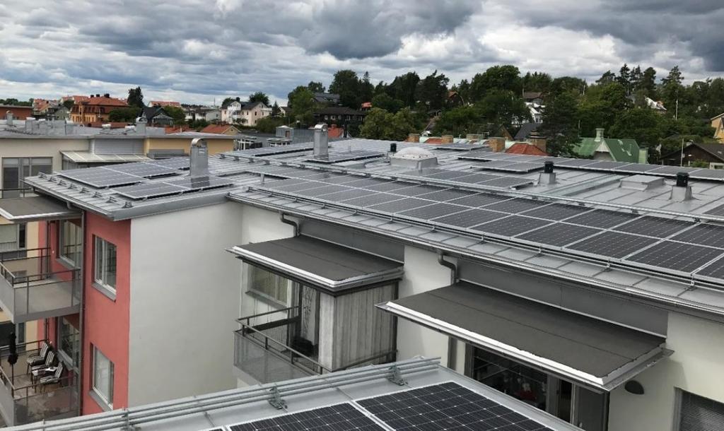 Gediget förarbete gjorde processen smidig för BRF Utsikten Fakta om Brf Utsiktens solcellsanläggning Installationsår: 2017 Solcellernas effekt: ca 56 kw Bostadsrättsföreningen Utsikten ligger i