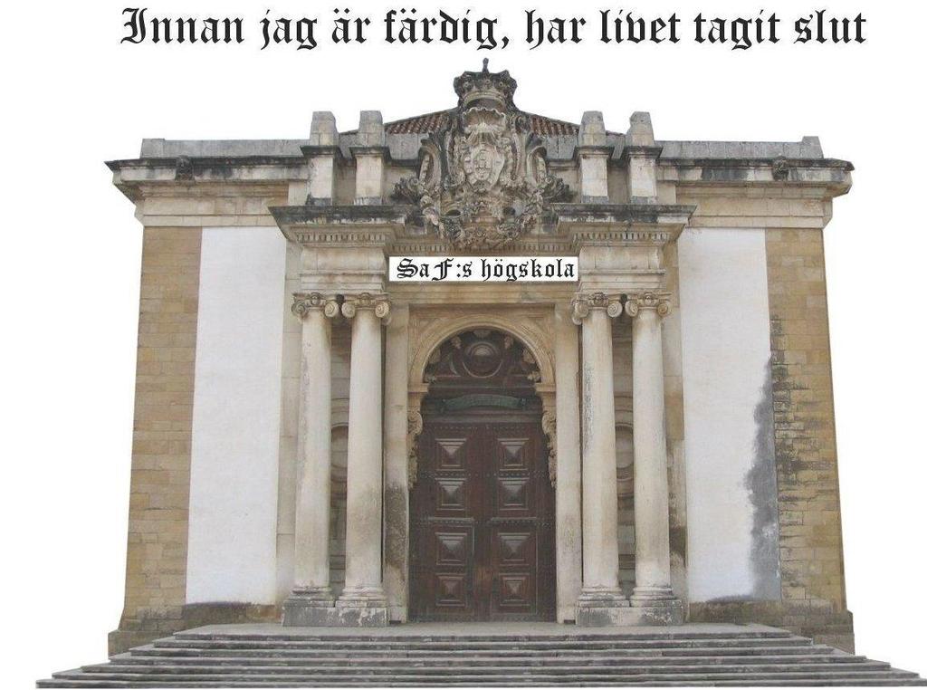 Käre Bröder, vilka till min Glädje och Eder Förkovran, så flitigt begagnar den SaF:ska Högskolans Allmänna Bibliotek i Sala. Både Ni och detta står i Frimureriets tjänst.