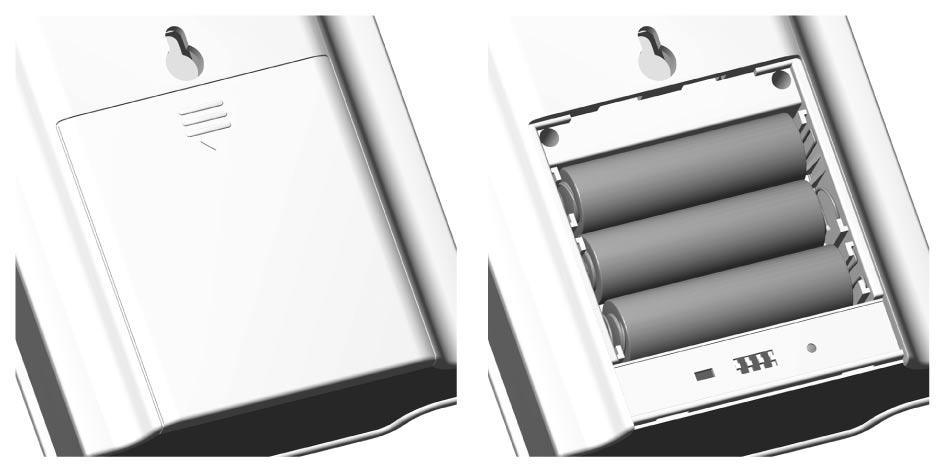 Kontakten för den trådlösa sensorn kan föras in i jacket enligt bilden nedan: Tryck RESET efter varje batteribyte. Lysdioden på rörelsedetektorn blinkar rött när batterierna är svaga.