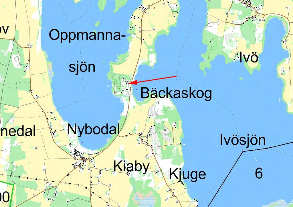 Del av Kiaby socken, Bäckaskog slott markerat.