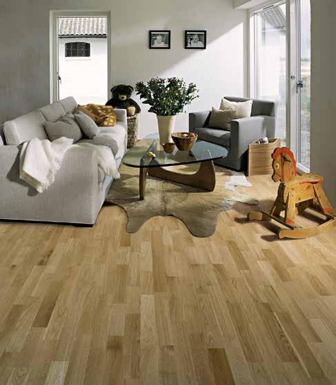 Parkett standard/tillval Standardparkett Ek lackad, 3-stav Ek Limestone är en vitpigmenterad,