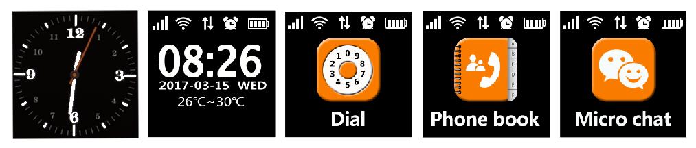 4 (4) Bläddra kontakter / Volym -. När klockan är I stand-by läge; tryck på denna knapp för att komma till telefonboken och bläddra bland kontakter.