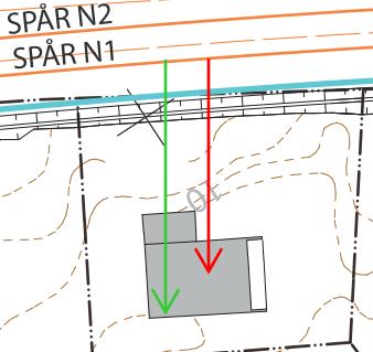 BILAGA F SIDA 48 (74) 9+650, Norr Villa 20 18 Befintligt utförande: Treplans tegelvilla i sluttning ovan. Ny bullerskärm planeras i fastighetsgräns.
