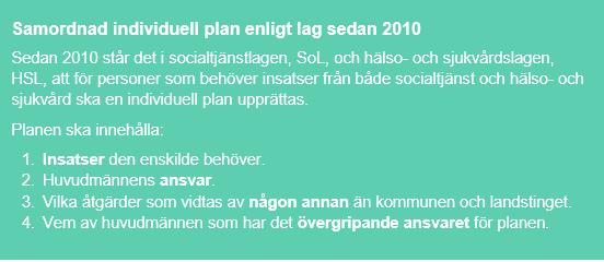 Samordnad individuell plan- SIP En plan som upprättas med fler