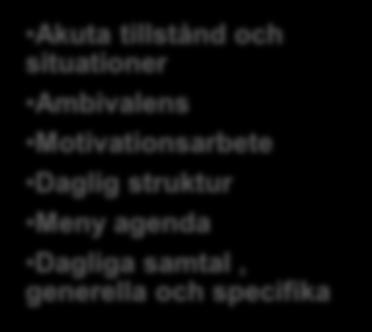 Färdighetsträning- säga nej och hålla möten SIP med syfte Akuta tillstånd och situationer Ambivalens