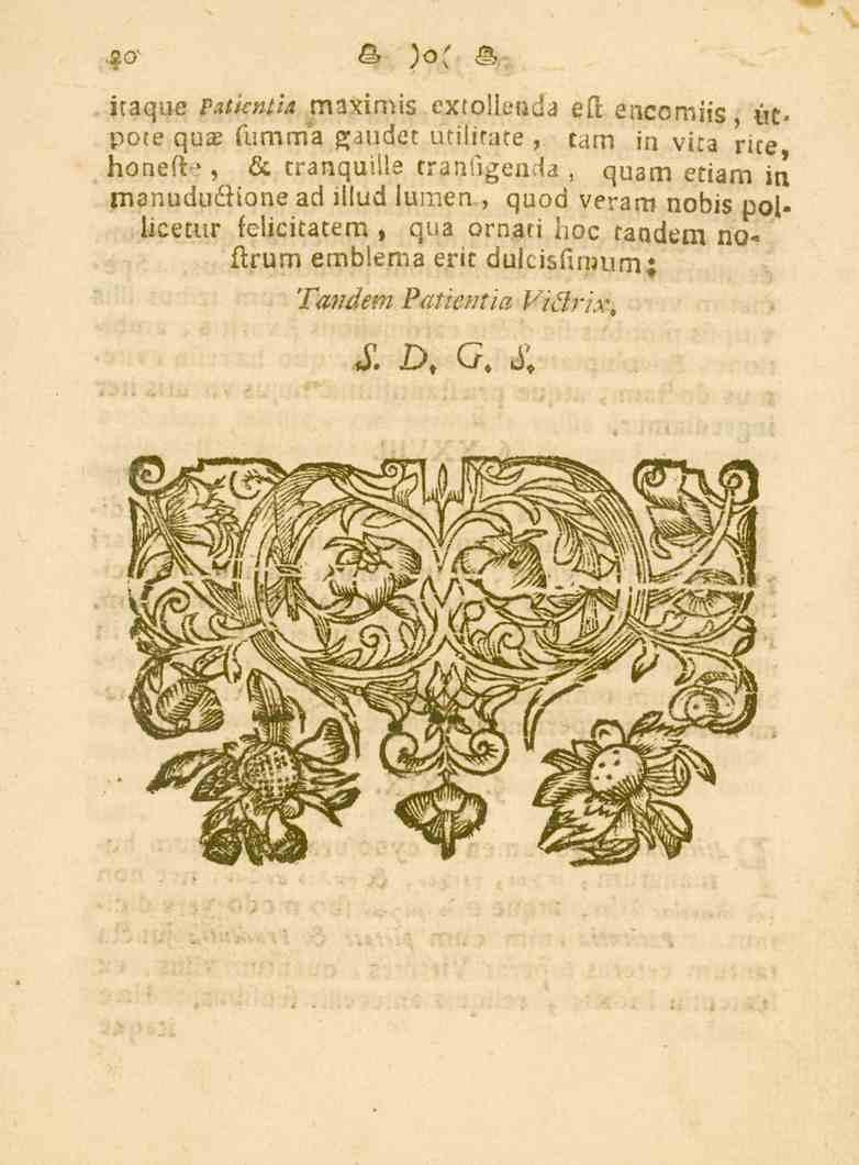 4& _j )o( Q itaque PatkntU maximis extoileuda eci encomiis itcpote quce furnrria gaudet utiiirare, tam in vita rire manududione ad iilud lumen, quod veram nobis