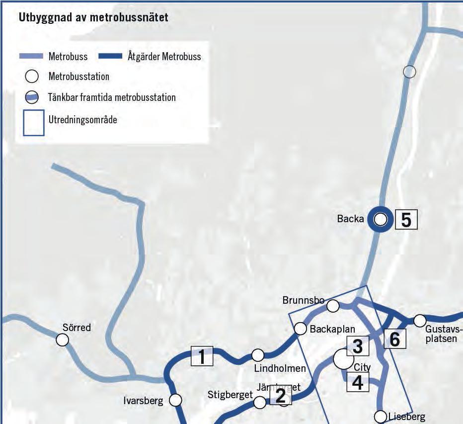 Åtgärder TVÄRFÖRBINDELSER Framkomligheten förbättras i två yttre tvärförbindelser för att möjliggöra snabb och pålitlig metrobusstrafik med god komfort.