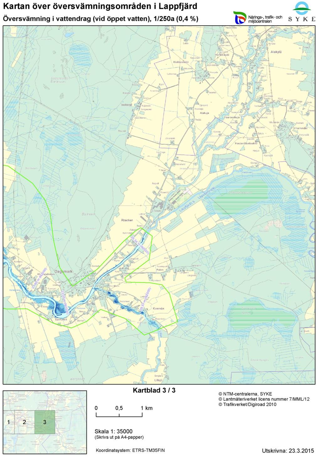 Översvämningskartorna över Lappfjärds ås