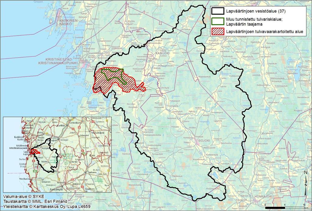 Rapport om karteringen av översvämningsrisker Bilaga 5 1. Inledning Lappfjärds ås avrinningsområde ligger huvudsakligen i Södra Österbotten och Österbotten (bild 1).
