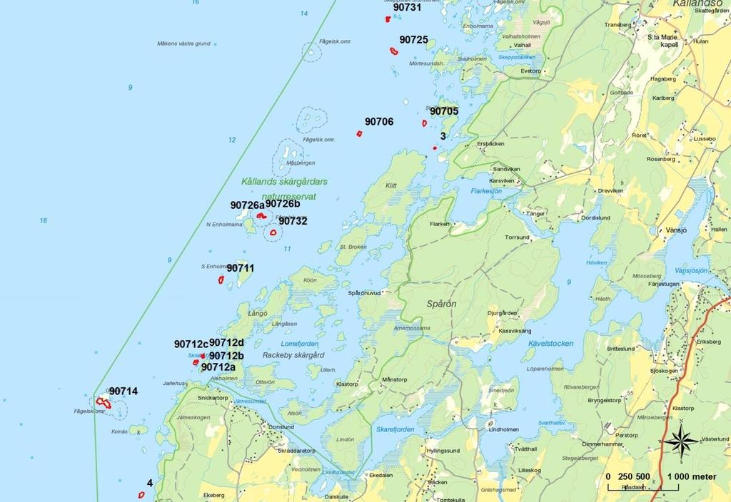 norra delen av Kållands skärgårdar.