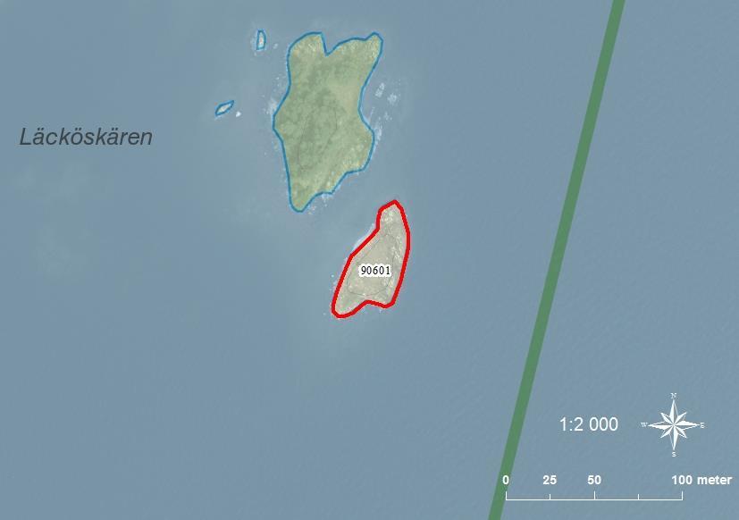 90601 Läcköskären SE0540085 2 0,16 Klippskär med stort sjömärke.