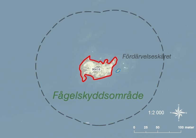90616 Fördärvelseskäret SE0540085 2 0,25 Klippskär med några enstaka buskar.