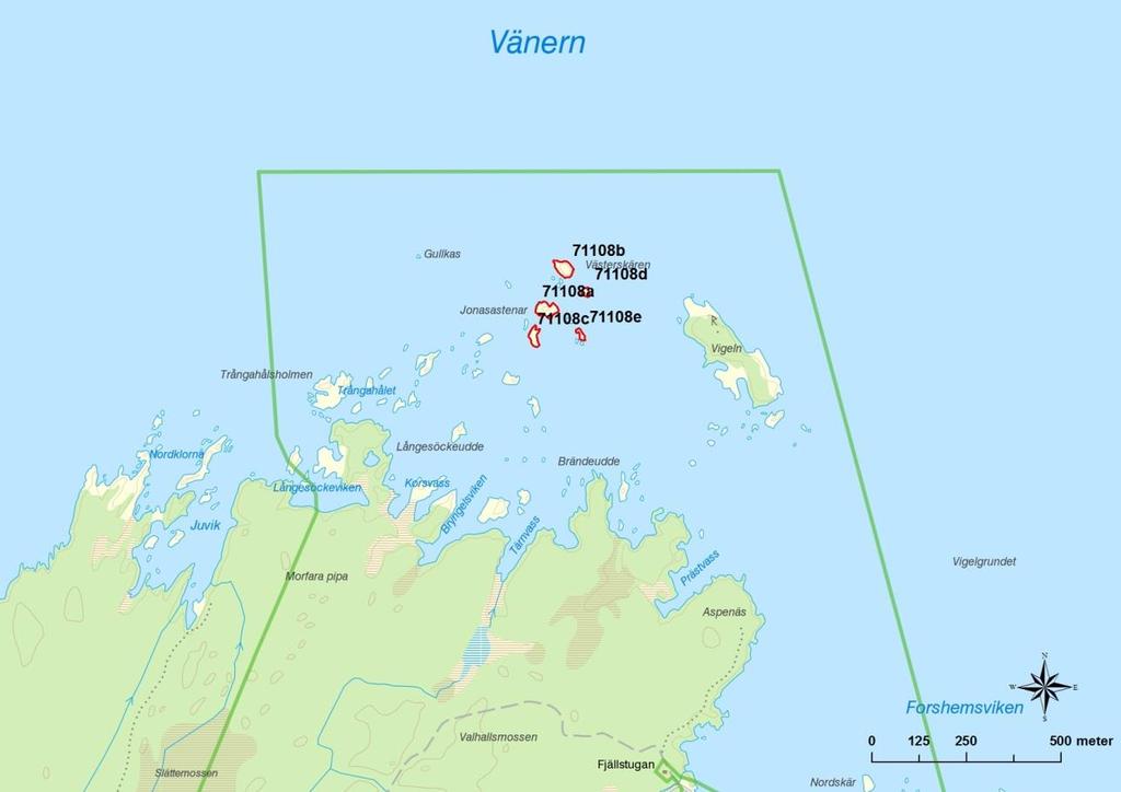 Bilaga 1g Restaureringsplan fö r fa gelska r Varskogen Översiktskarta Fågelskär i LIFE+ Vänern vid Varaskogen.