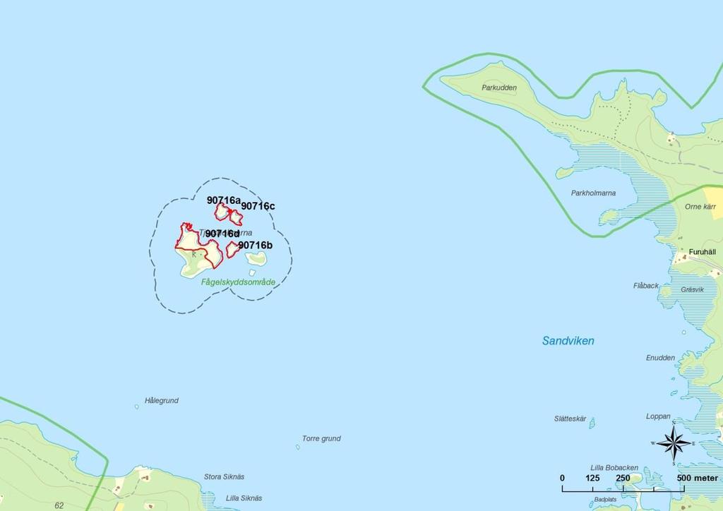 Bilaga 1i Restaureringsplan fö r fa gelska r Tjursholmarna Översiktskarta Fågelskär i LIFE+ Vänern vid Tjursholmarna.