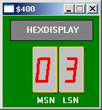 En 8-bitars strömbrytare är ansluten till adress 0x600 och en displayenhet som visar en byte i form av två hexadecimala siffror är ansluten till adress 0x400 i ett MC12 mikrodatorsystem.
