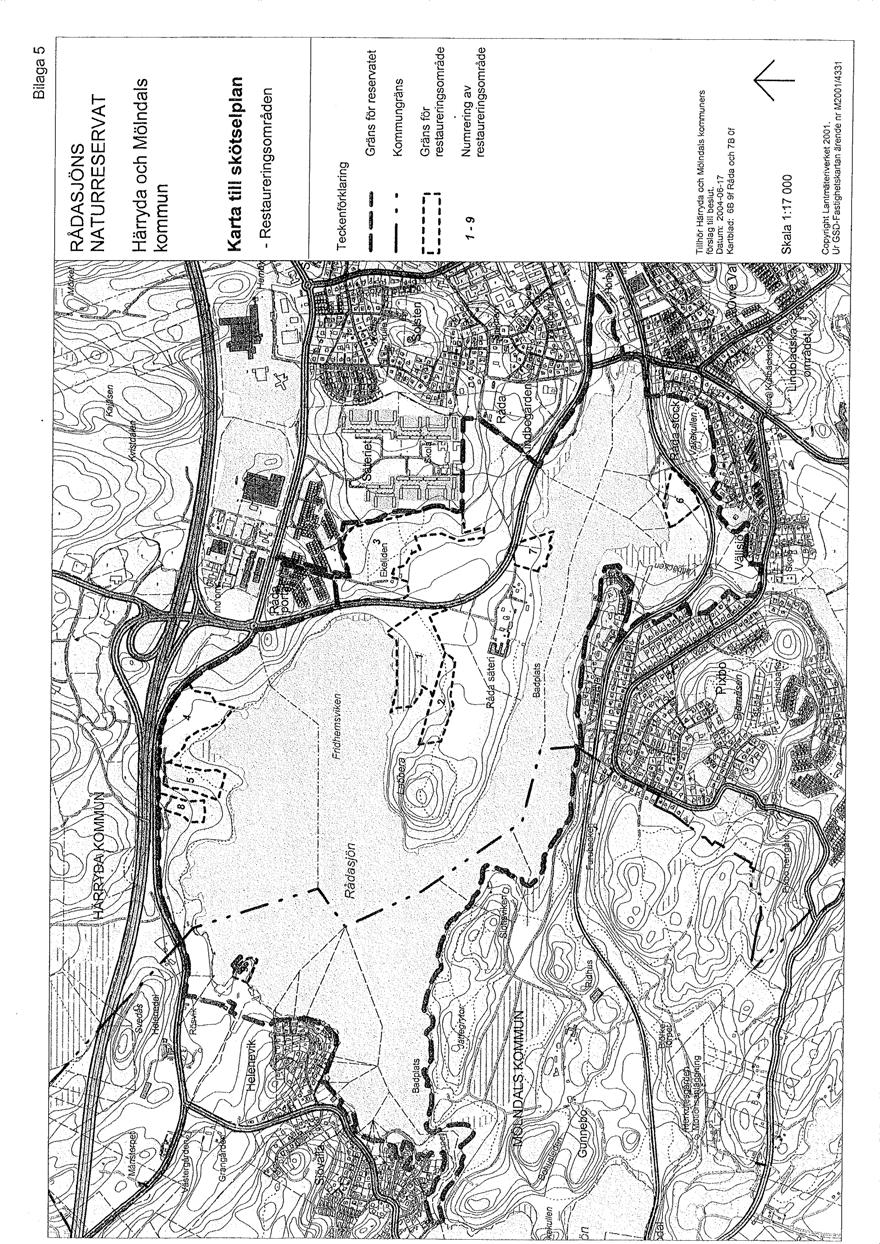 Bilaga 1 Rådasjöns naturreservat (Härryda och Mölndals kommun, 2004).