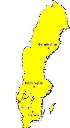 Figur 1. De svenska IM-områdenas lokalisering. Location of the Swedish IM sites. Tabell 1. Arealer och andelar i IM-områdena (växtsamhällen enl. Nordiska Ministerrådet 1994).