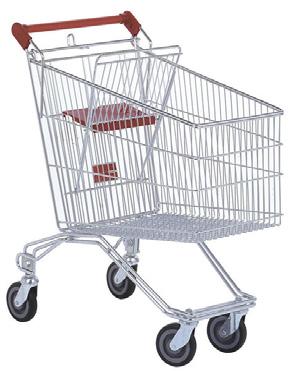 Kundvagnar Caddie Alla Caddie kundvagnar levereras som standard med förzinkad korg och runt handtag.