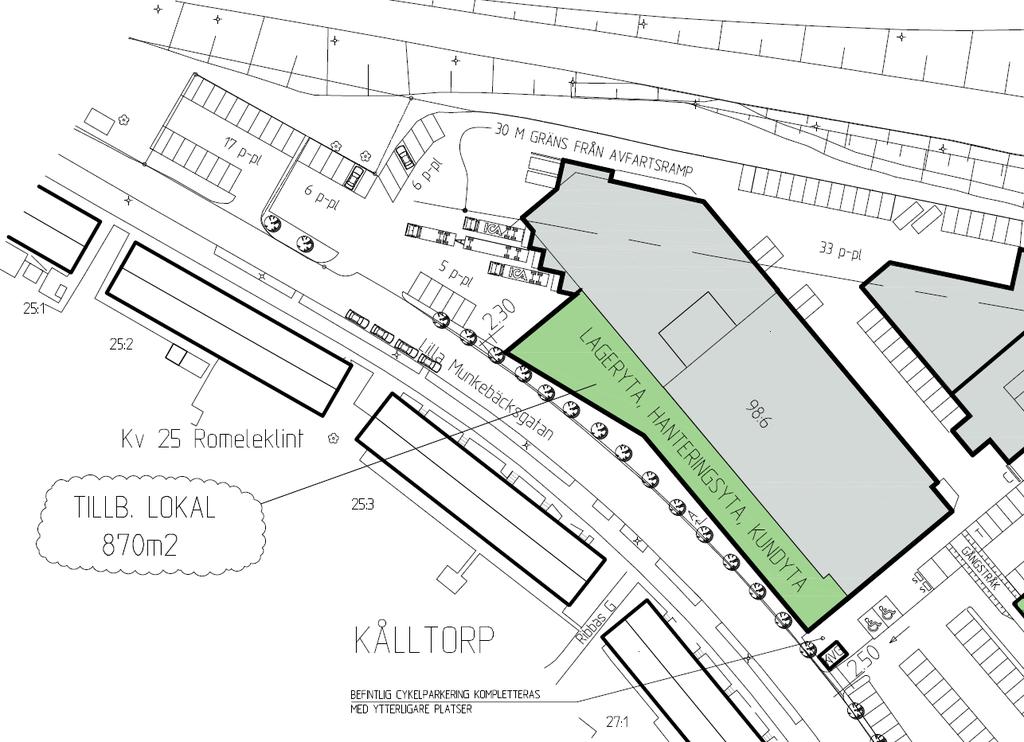 Föreslagen tillbyggnad Slutsats: kommunens motivering för planbesked Begäran bedöms vara en lämplig markanvändning och kontoret bedömer att en tillbyggnad med lageryta, hanteringsyta och kundyta vid