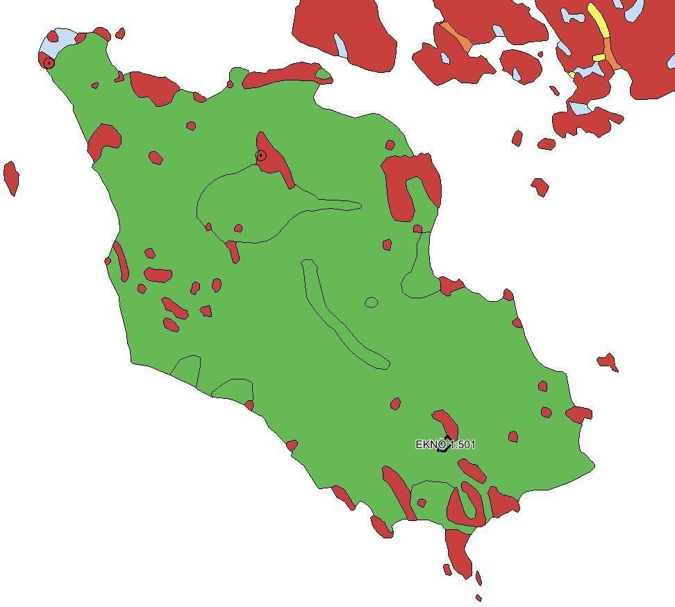 HYDROLOGI, DAGVATTEN OCH GRUNDVATTEN Jordarten inom fastigheten Eknö 1:501 domineras av isälvsmaterial.