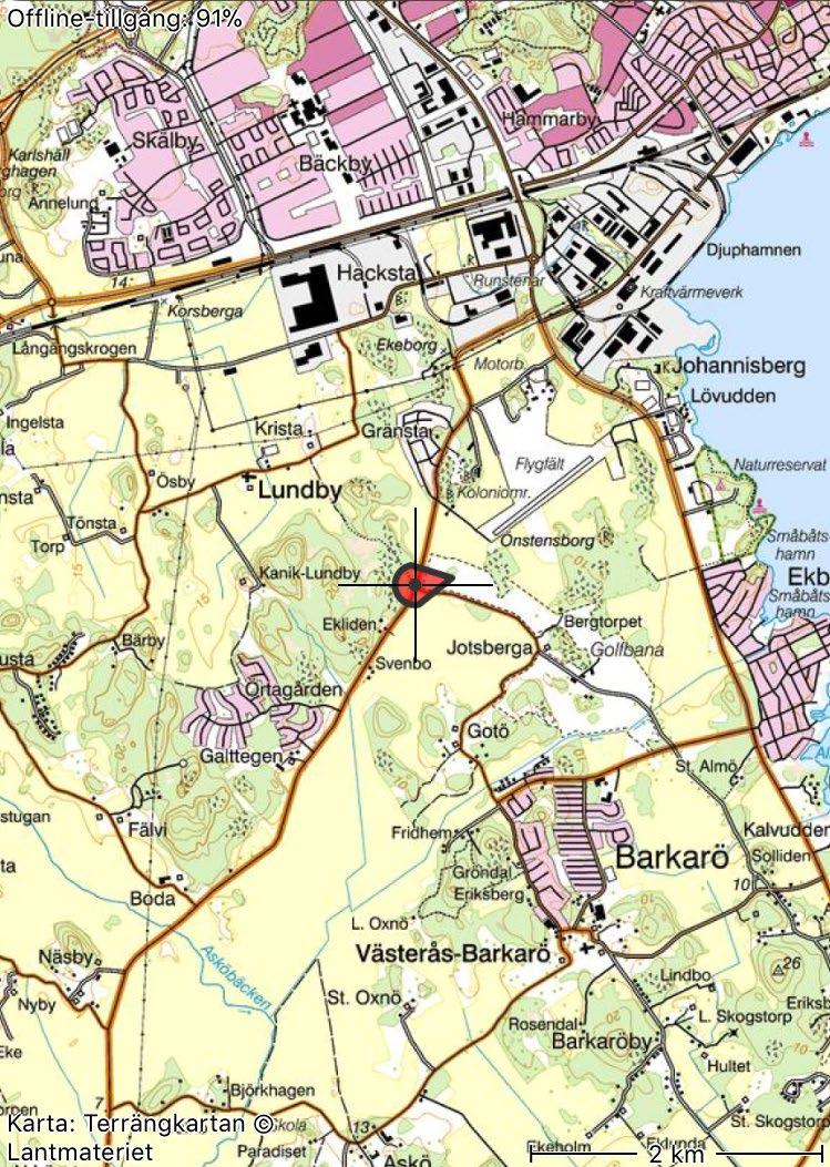 1.4.6 Hoppfältet 1.4.6.1 Johannisbergs flygplats ESSX, väster om Västerås (fig. 2). 1.4.6.2 Hoppfältet är godkänt enligt SBF: 402:04,4.