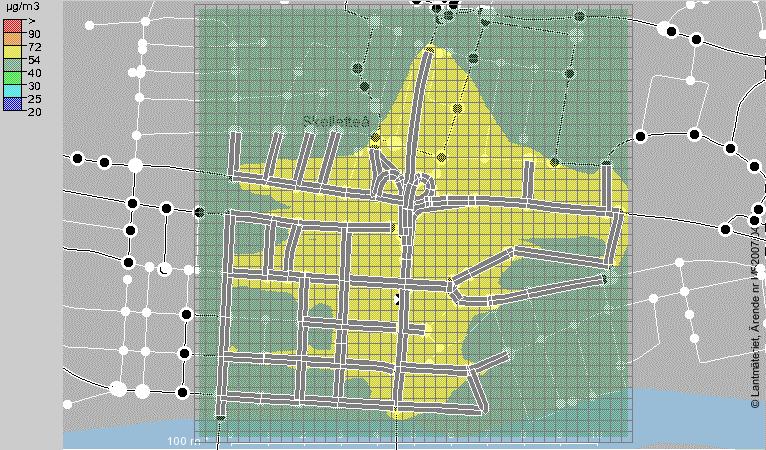 År Bild 7: Timmedelvärdet 2009 SIMAIR-korsning 2015 En trafiktillväxt på Viktoriagatan (E4), Kanalgatan och Norra Järnvägsgatan med 1,5 % per år från 2009 med väderförhållanden för 2005 samt