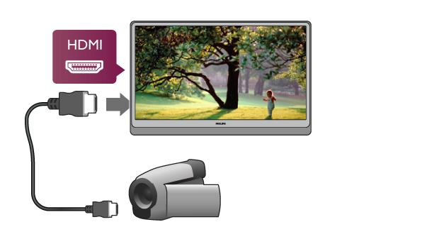 Om din videokamera bara har en Video- (CVBS) och Audio L/R-utgång använder du en Video Audio L/R till SCART-adapter för att ansluta till SCART-anslutningen.