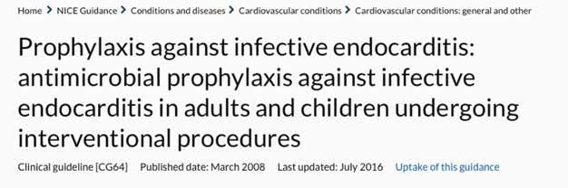 Endokarditprofylax NICE have now changed this guidance to : Antibiotic