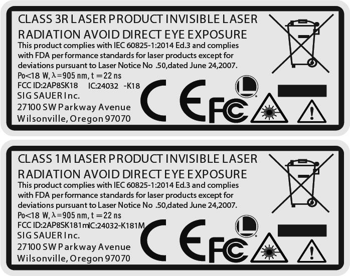 FR KLSS 3R LSRPRODUKT OSYNLIG LSRSTRÅLNING - UNDVIK DIRKT ÖGONKONTKT Denna produkt följer IC 60825-1: 2014-05 d 3.