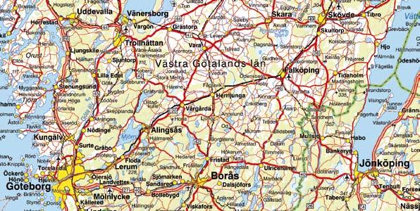 Översiktskarta (Lantmäteriets Sverigekarta) Rolf Thor, Västra Götalandsregionen, har varit ansvarig för framtagande av stråkstudierna.