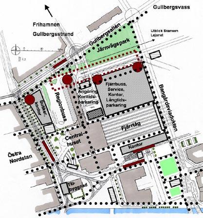 5.4 Alernaiv Haga-Korsvägen / Haga- Chalmers, varian Gbg C ORD I denna varian kommer unneln in väserifrån norr om Ösra ordsan och saionen ligger parallell med universalsäckens åa spår.