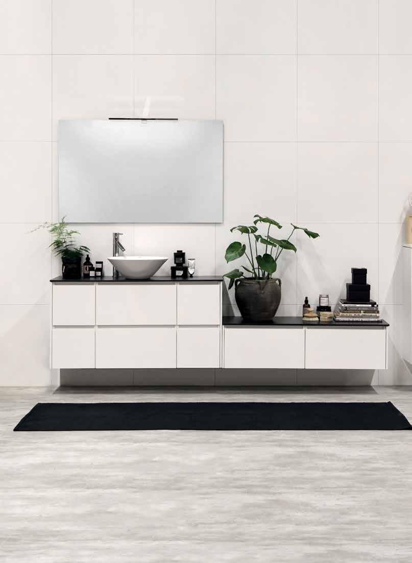 Lifestyle Concept Det finns 4 varianter av tvättställslösningar. Högt eller lågt nedsänkt tvättställ eller Peak eller Loop fristående handfat.
