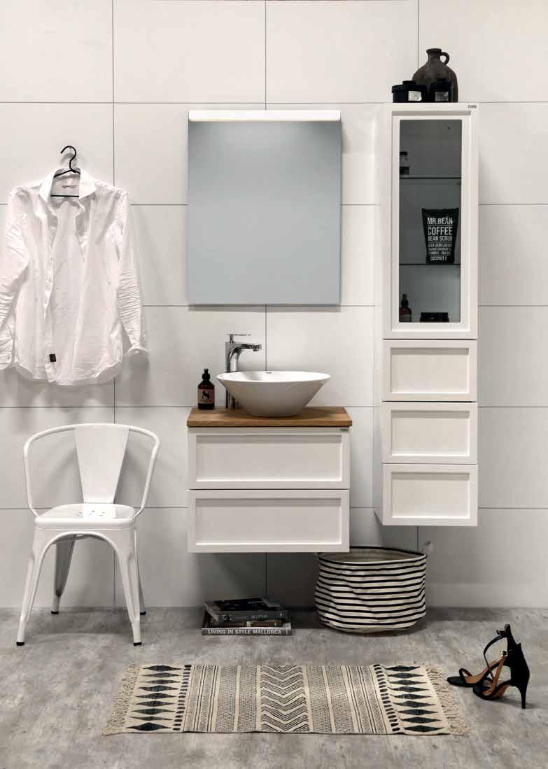 FLEX 600 SPEGEL MED LED-BELYSNINGS PROFIL 2 256:- SEASIDE 600 UNDERDEL 8 450:- SEASIDE HÖGSKÅP 5 695:- NORO SEASIDE 600, vit matt ramfront, BÄNKSKIVA i ek och