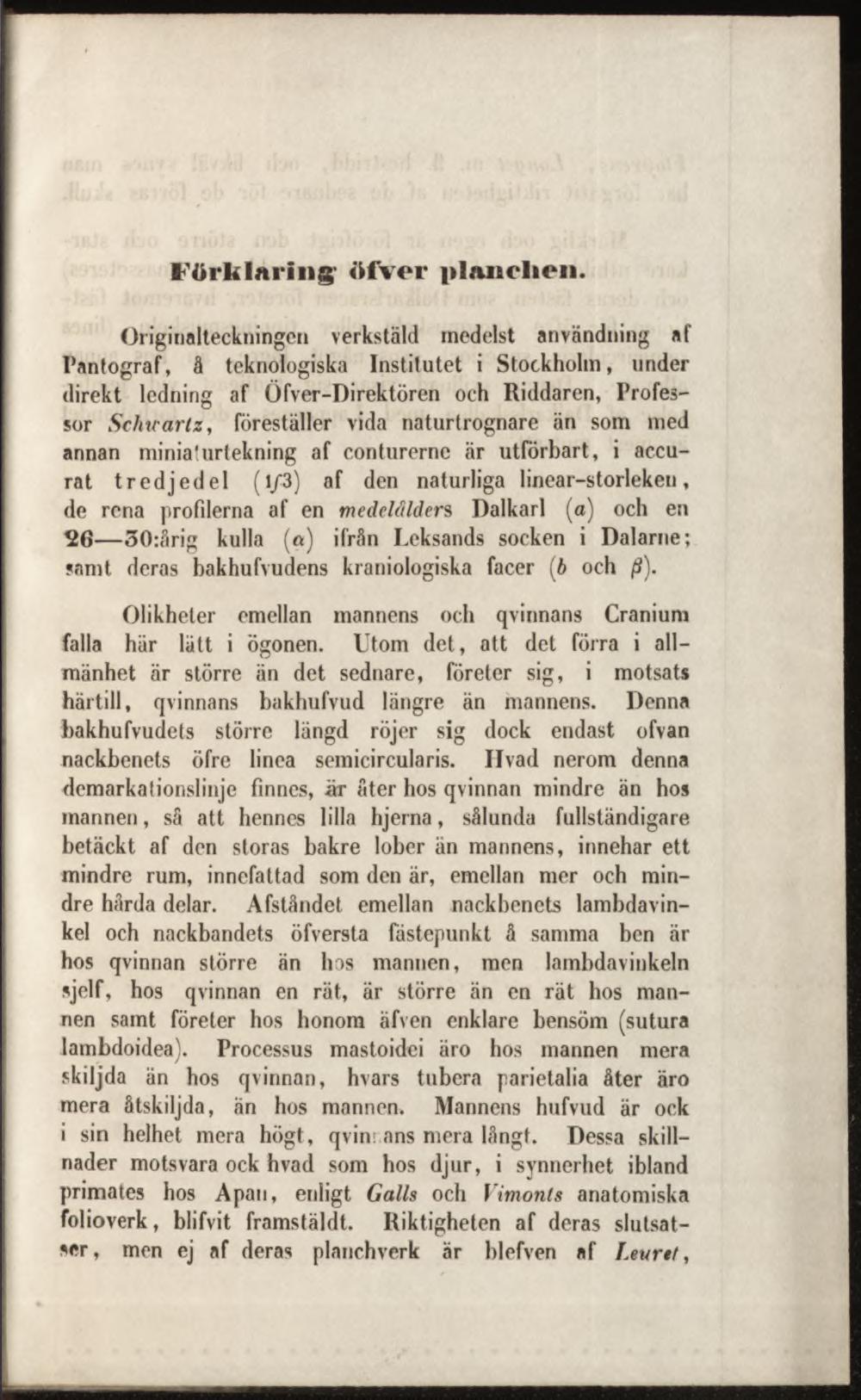 Förklaring' ftfver planche«.