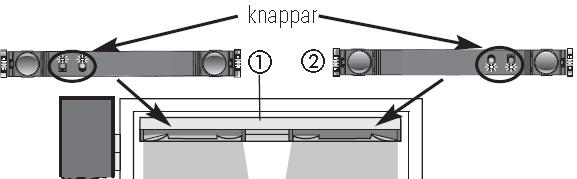 3) Placering av optikenheter För att sensorns ljusfält inte skall titta utanför dörrens sidokant måste IRenhet placeras i kapslingen med knapparna och den snedvinklade linsen närmast dörrkanten.